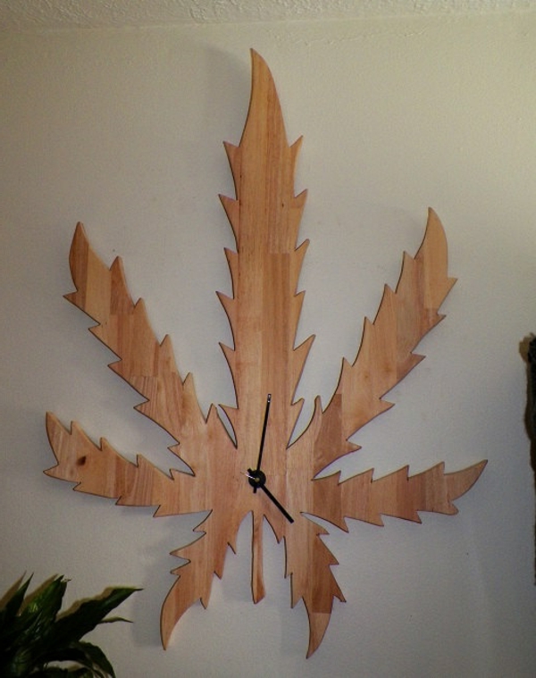 Ξύλινο ρολόι τοίχου διακοσμήσεων ιδέας φύλλα τοίχου