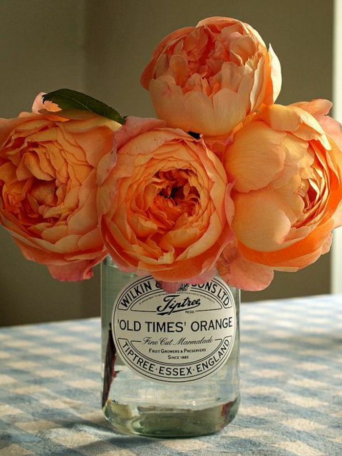 Σπίτι Διακόσμηση Vintage Einweckglas-πορτοκαλί λουλούδια