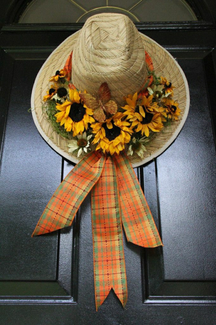 Puerta de la casa Decoración mismos-make-fácil fácil de banda del sombrero de paja del girasol del verano