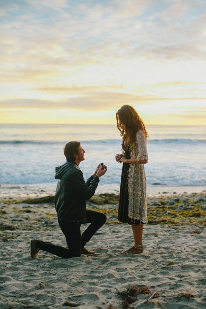विवाह प्रस्ताव विचार-ऑन-ए-समुद्र तट eisamen