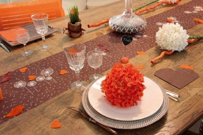 Esküvői asztaldísz-narancs-barna