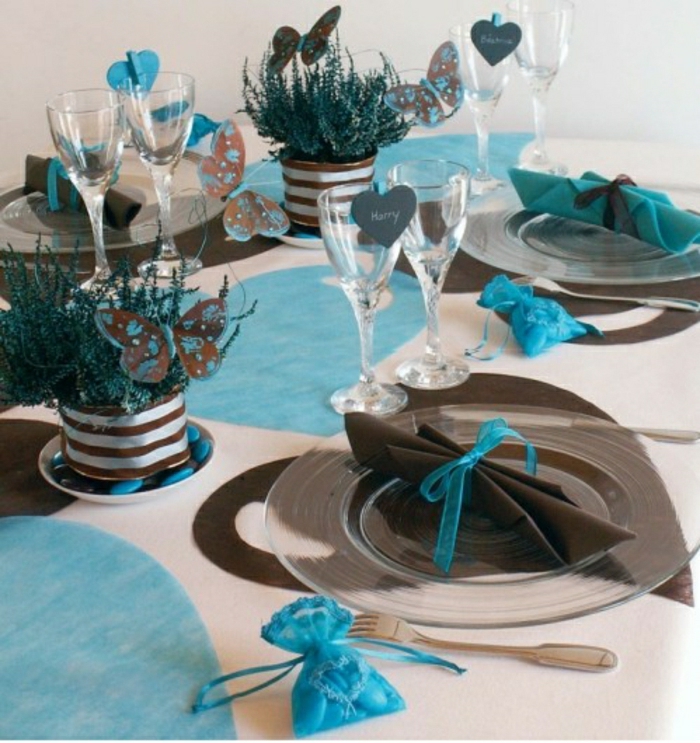 Esküvői asztaldísz Chocolate-kék