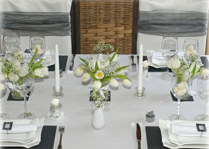 Esküvői asztaldísz-tulipános gyertya