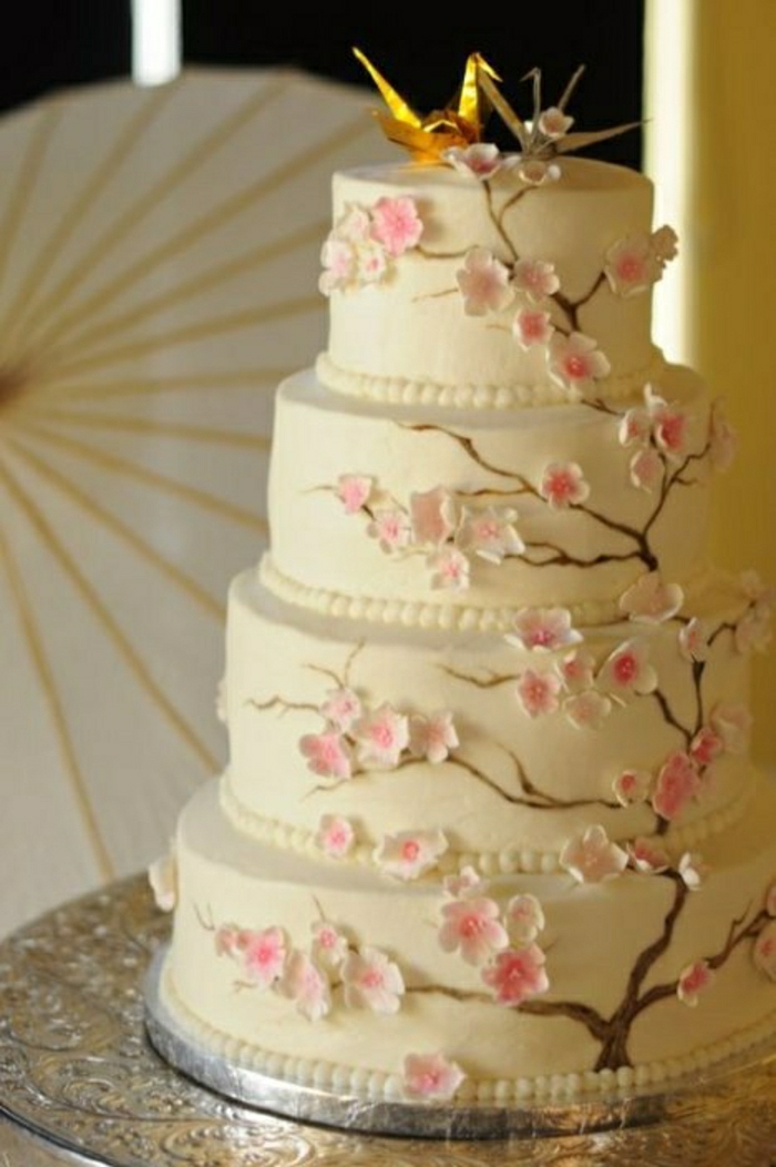 Gâteau de mariage grues origami Sakura Décoration