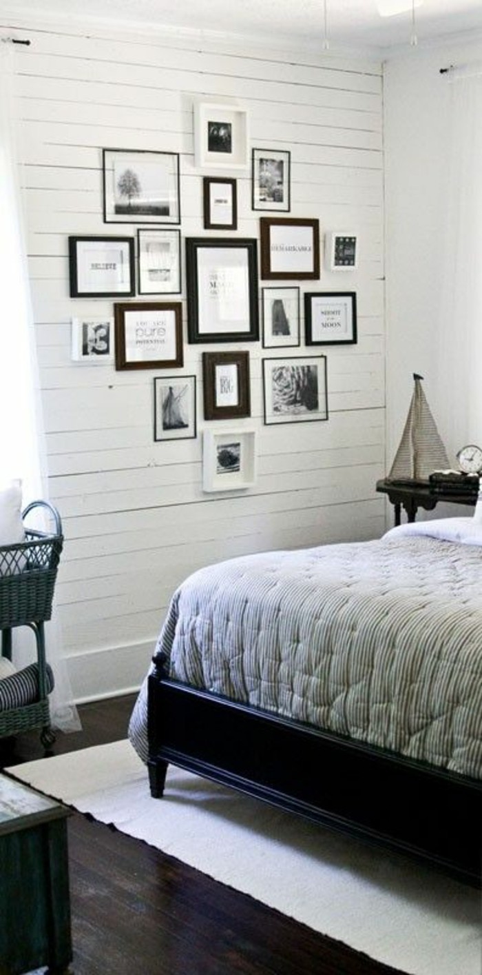 Ideas de pared de la foto en el dormitorio-Holzwand