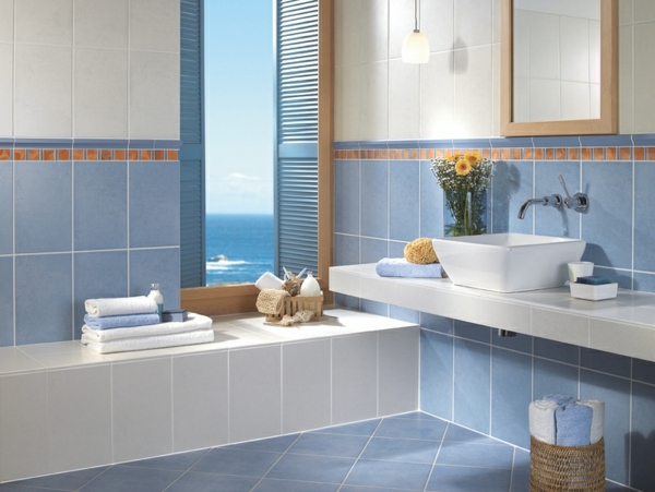 רעיונות-עבור-האמבטיה אריחים בצבע כחול-ונושאי-נס