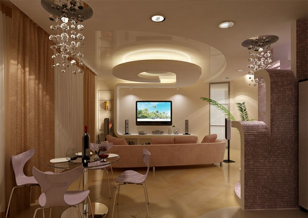 Las ideas-a-falso techo de diseño-techo-torbellino-sala de estar