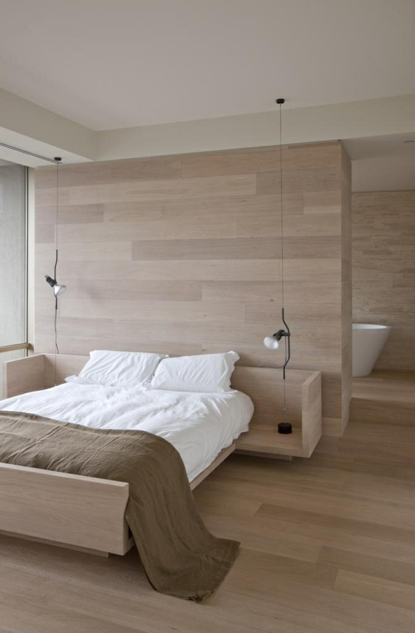 Asetus makuuhuoneen - sisustus ideoita lattia-from-puusta
