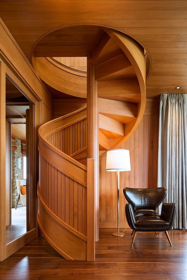 आंतरिक डिजाइन विचारों-सर्पिल सीढ़ी के- लकड़ी के साथ-एक मूल डिजाइन