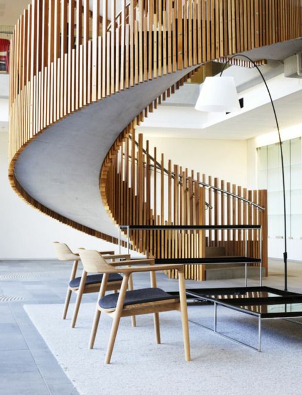 आंतरिक डिजाइन विचारों-सर्पिल सीढ़ी-साथ-एक मूल डिजाइन