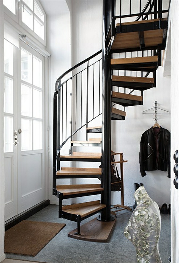 -Interior डिजाइन विचारों-सर्पिल सीढ़ी-साथ-एक मूल डिजाइन