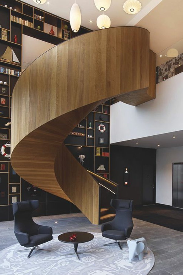आंतरिक डिजाइन आंतरिक डिजाइन आधुनिक आंतरिक सीढ़ियों - लकड़ी से