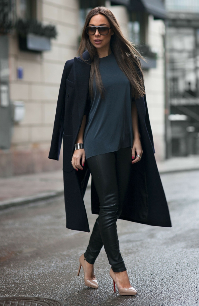Johanna Olsson Κυρίες μακρύ παλτό μαύρο κομψά παπούτσια στο χρώμα του αμαξώματος