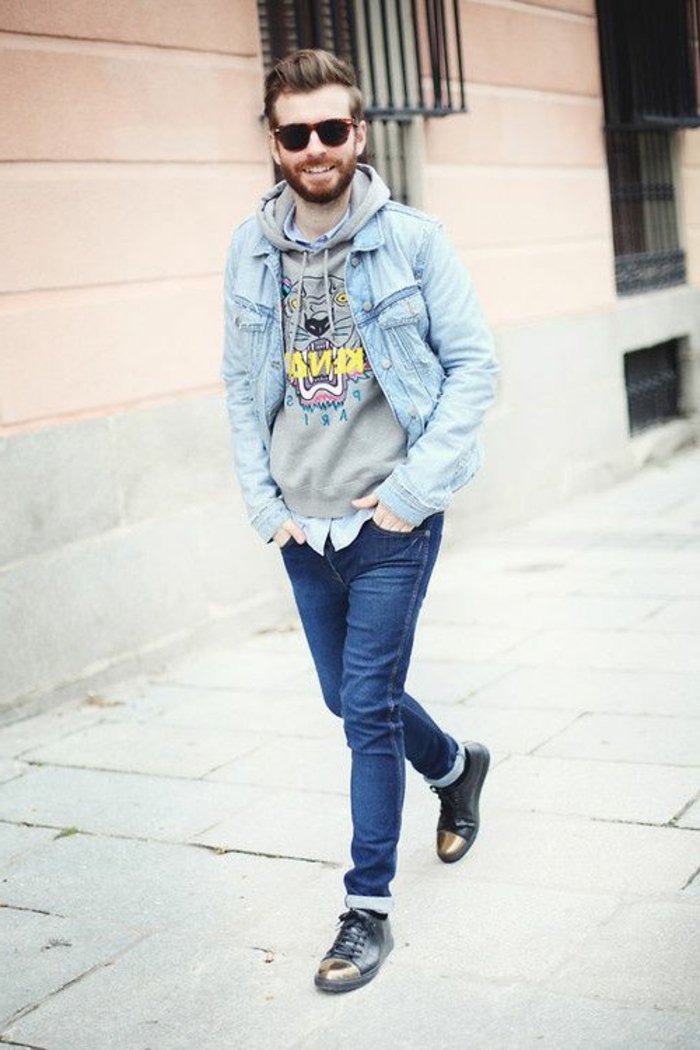 Boy veste en jean Jeans sweat-shirt fantaisie Chaussures Hipster Lunettes