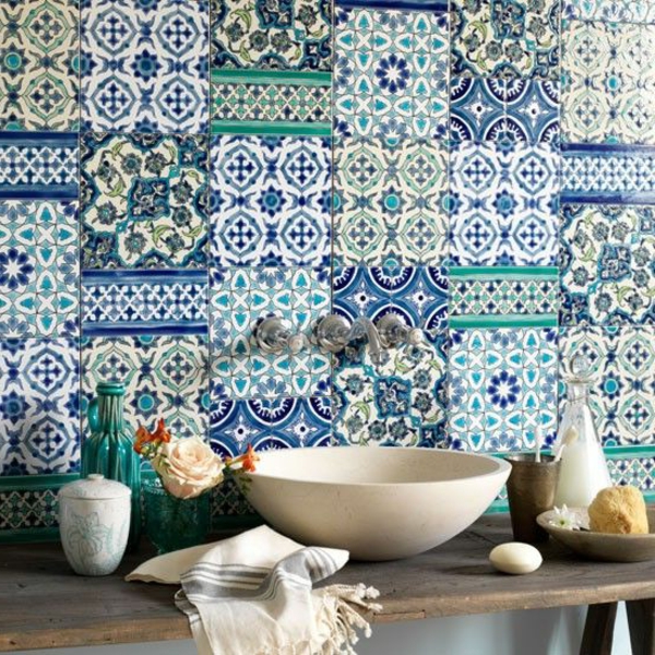 Κουζίνα Μαροκινή πλακιδίων σχεδιασμό-πράσινο-μπλε