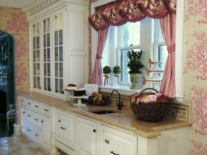 厨房壁纸图案浪漫优雅的窗帘