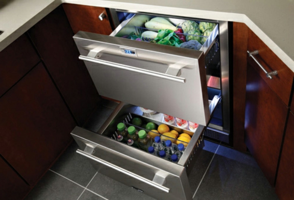 Jääkaappi laatikoilla keittiön suunnittelu - suunnittelusta