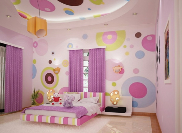 -Nursery chambre en rose et violet original-idée