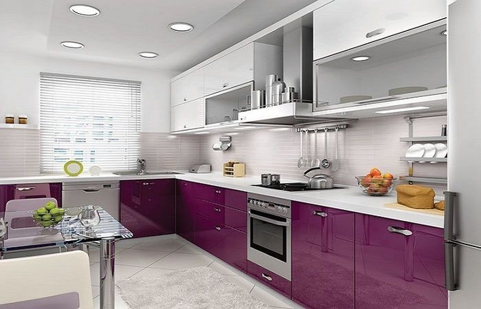 cocina-en-púrpura configuración de un magnífico-Decoración-