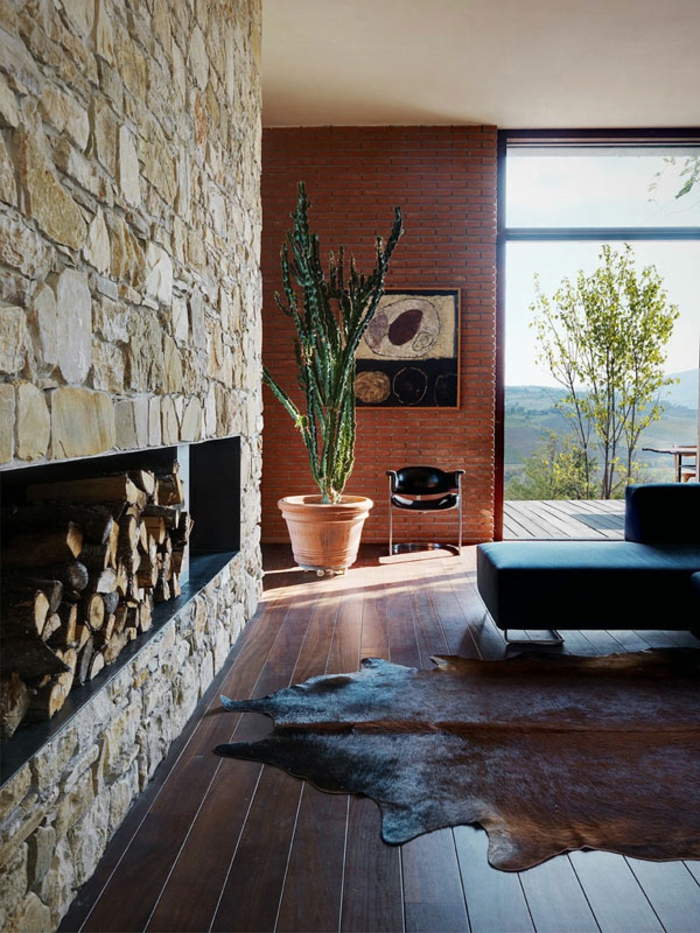 Villa συσκευή ξύλο πέτρινο τοίχο