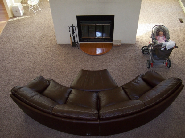 Δερμάτινο καναπέ καναπέ ημι-κυκλικό σχέδιο σαλόνι