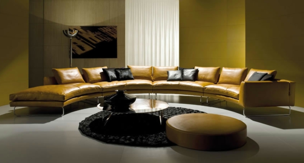 Δερμάτινο καναπέ στο σαλόνι καναπέ ημικυκλική Deco