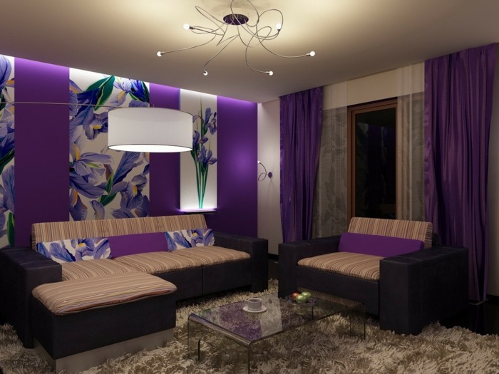 dormitorio púrpura en color lila
