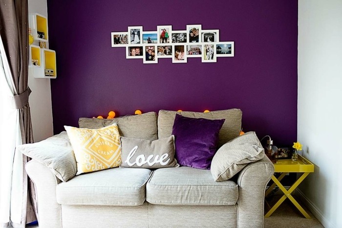 Púrpura-habitaciones con muchas fotos