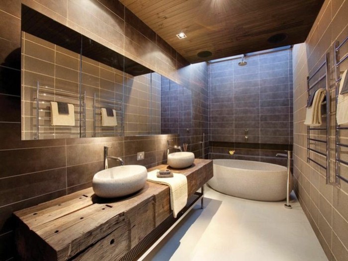 baños de lujo con lavabo-de-piedra