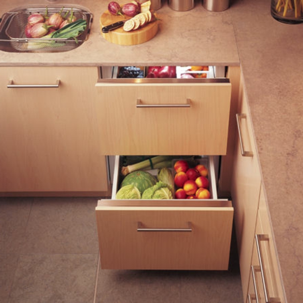 现代雪松木板-GE会标冰箱抽屉换内置冰箱隔板，在现代厨房 - 家具思路