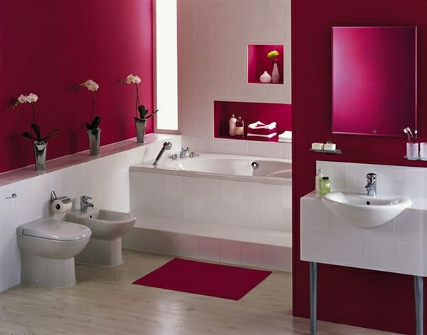 moderne-salle de bains-en-rose-blanc