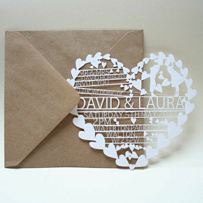 החתונה נייר Heart Shape רומנטי להפליא ואלגנטי-יפה