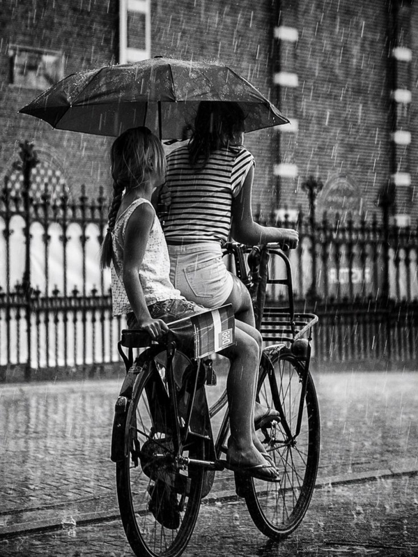 מטריית הורה-בת אופני גשם