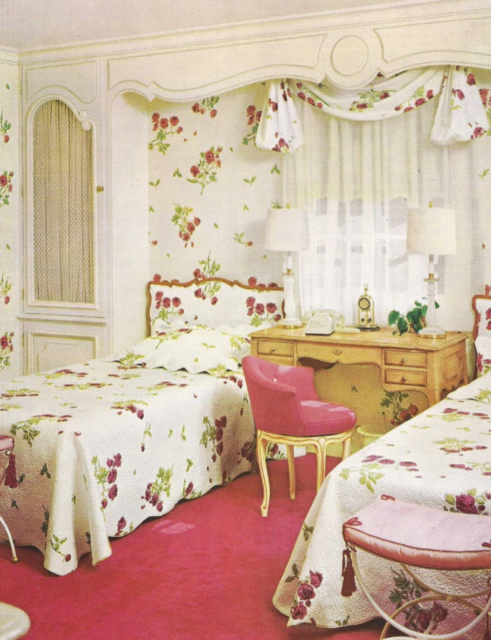 Chambres Literie Rideaux Papier peint style vintage même modèle