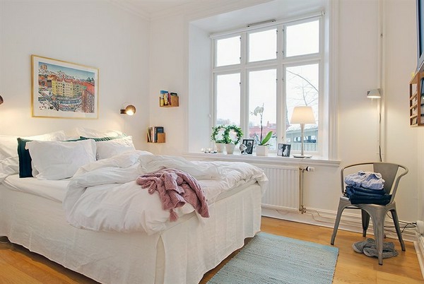 卧室设计，在斯堪的纳维亚风格的简单的家具