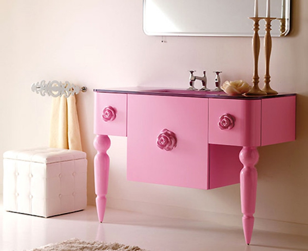 Chambre en rose rose bureau