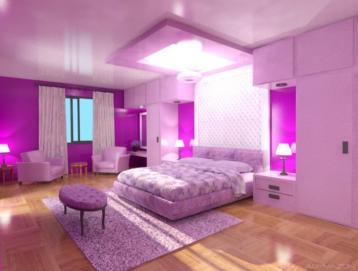Makuuhuone-violetti-A-silmiinpistävää sisätilat