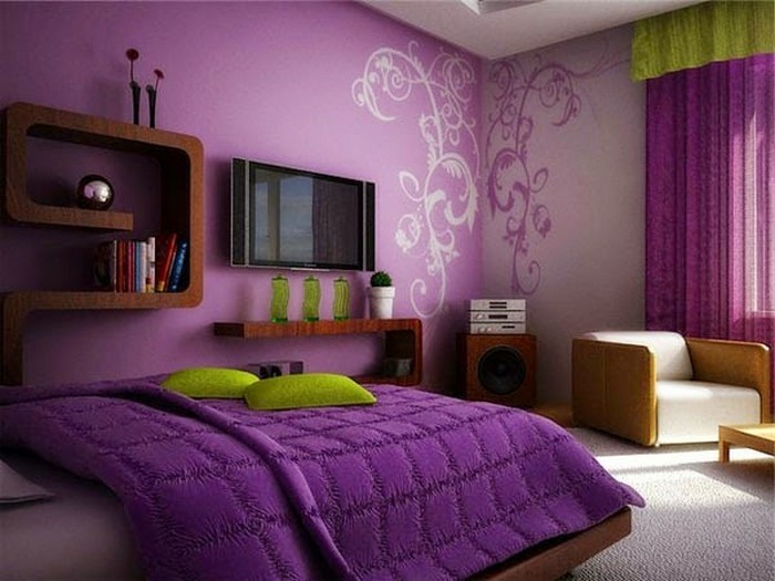 Makuuhuone-violetti-A-silmiinpistävä laitteet