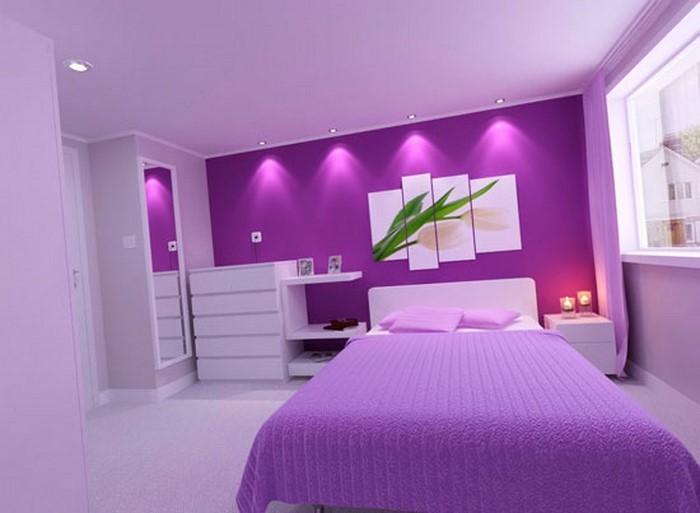 Makuuhuone-violetti-A-jäähtyä koristelu