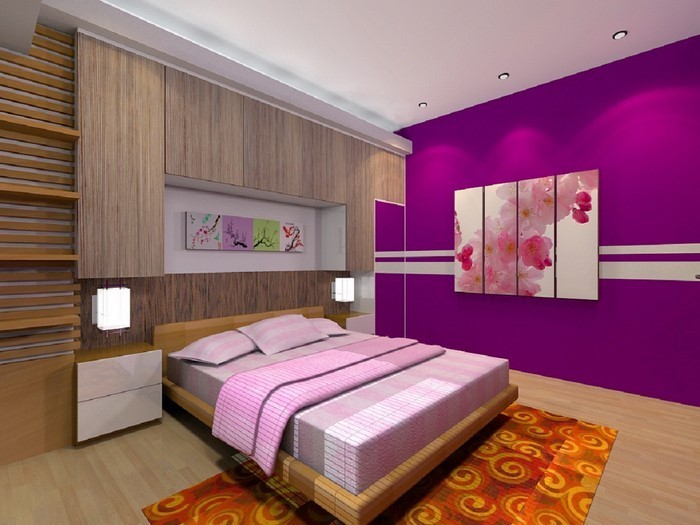 Makuuhuone-violetti-A-kaunis-muotoilu