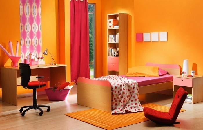 बेडरूम नारंगी-ए-आधुनिक अंदरूनी