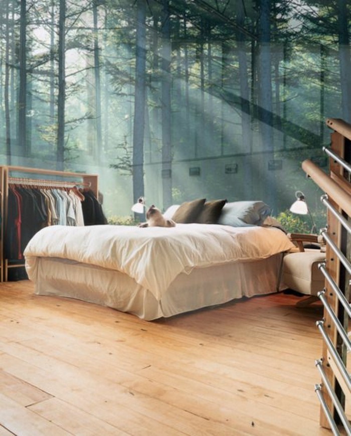 卧室原创墙纸设计，森林