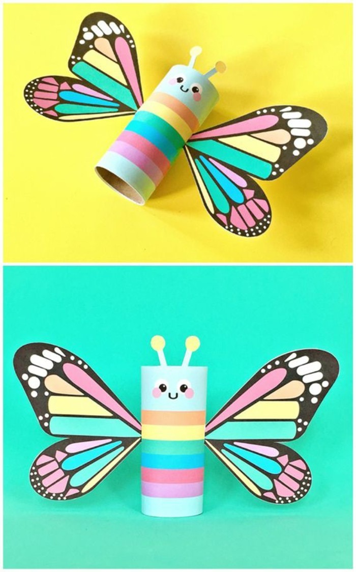 蝴蝶从卫生纸卷纸-刚刚超出