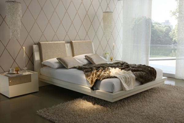 جميل العائمة سرير من الخشب مشرق