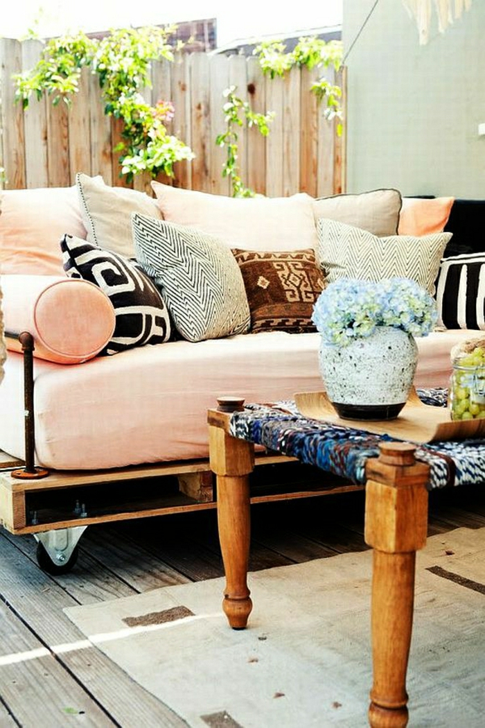 Καναπές από παλέτες Roller μαξιλάρι έπιπλα τραπεζάκι του καφέ βάζο κήπου