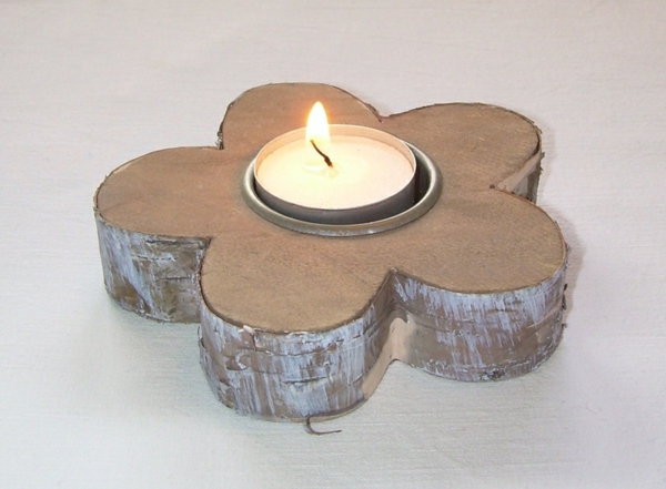 decoración de madera del tronco - elegante decoración de mesa con velas