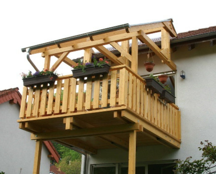 Balcón construir madera ornamento planta balcón techado
