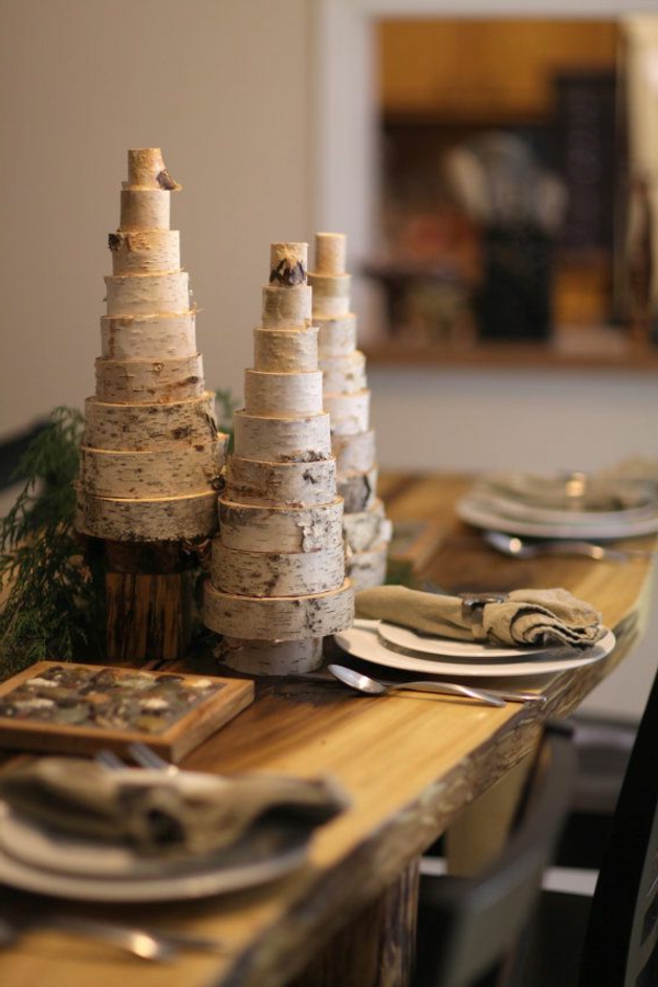 表装饰理念 - 装饰 - 从 - 桦树树干餐桌装饰