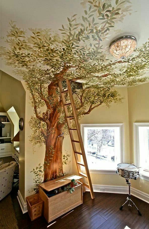 Seinämaalaus Tree luova seinärakenne