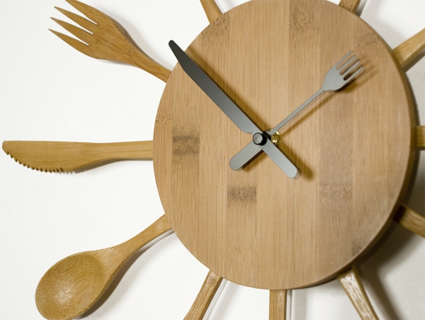 圆形壁时钟输出木制餐具-AS-指针